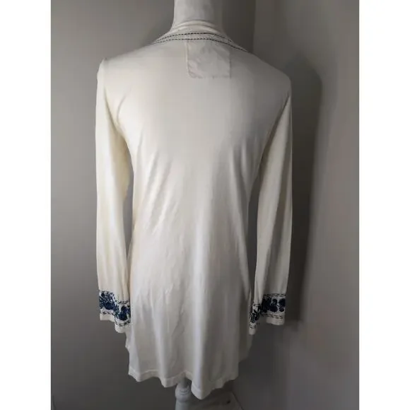 Johnny Was floral embroidery long sleeve med tie front tunic top - Picture 6 of 11